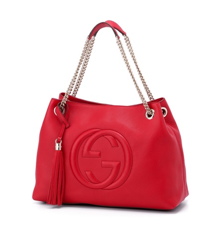 Authentic Gucci Soho Red Leather Shoulder Bag 308982